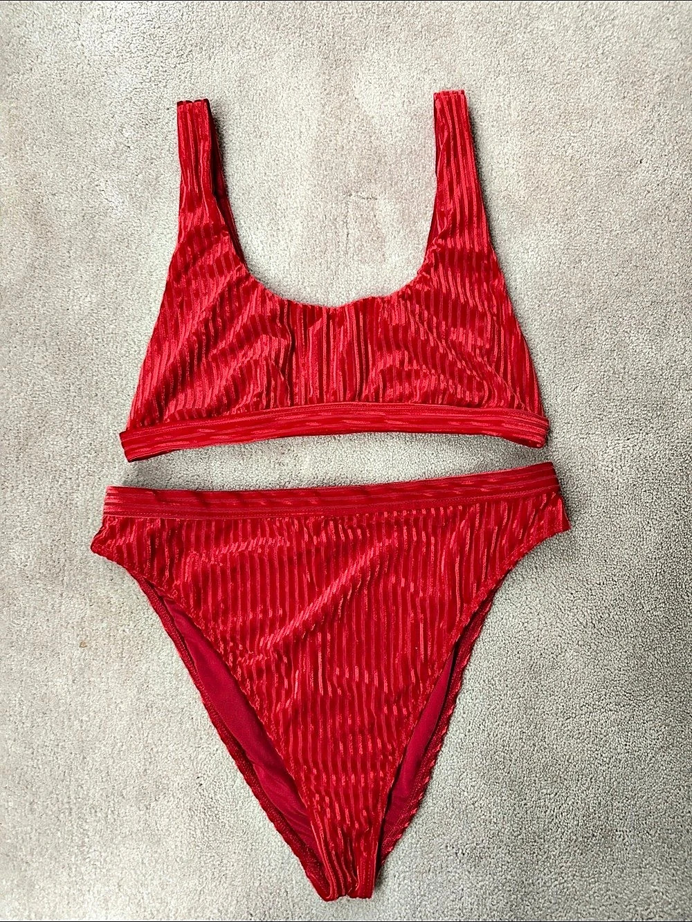 Dippin Daisies Red Velour Bikini Set Like New